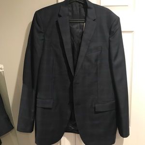 Theory Men Navy Check Suit Jacket